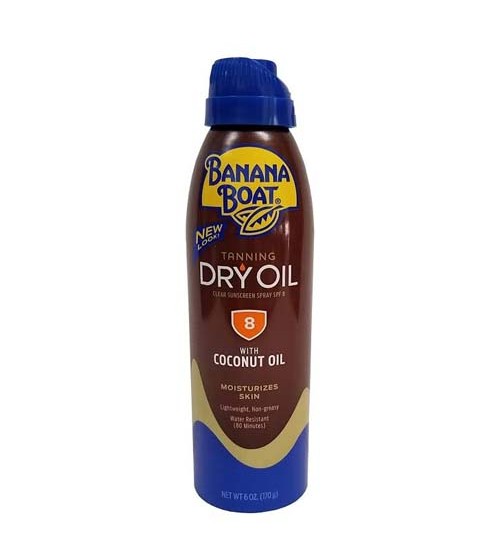 Banana Boat Tanning Dry Oil Clear Sunscreen Spray SPF8 With Coconut Oil 170g